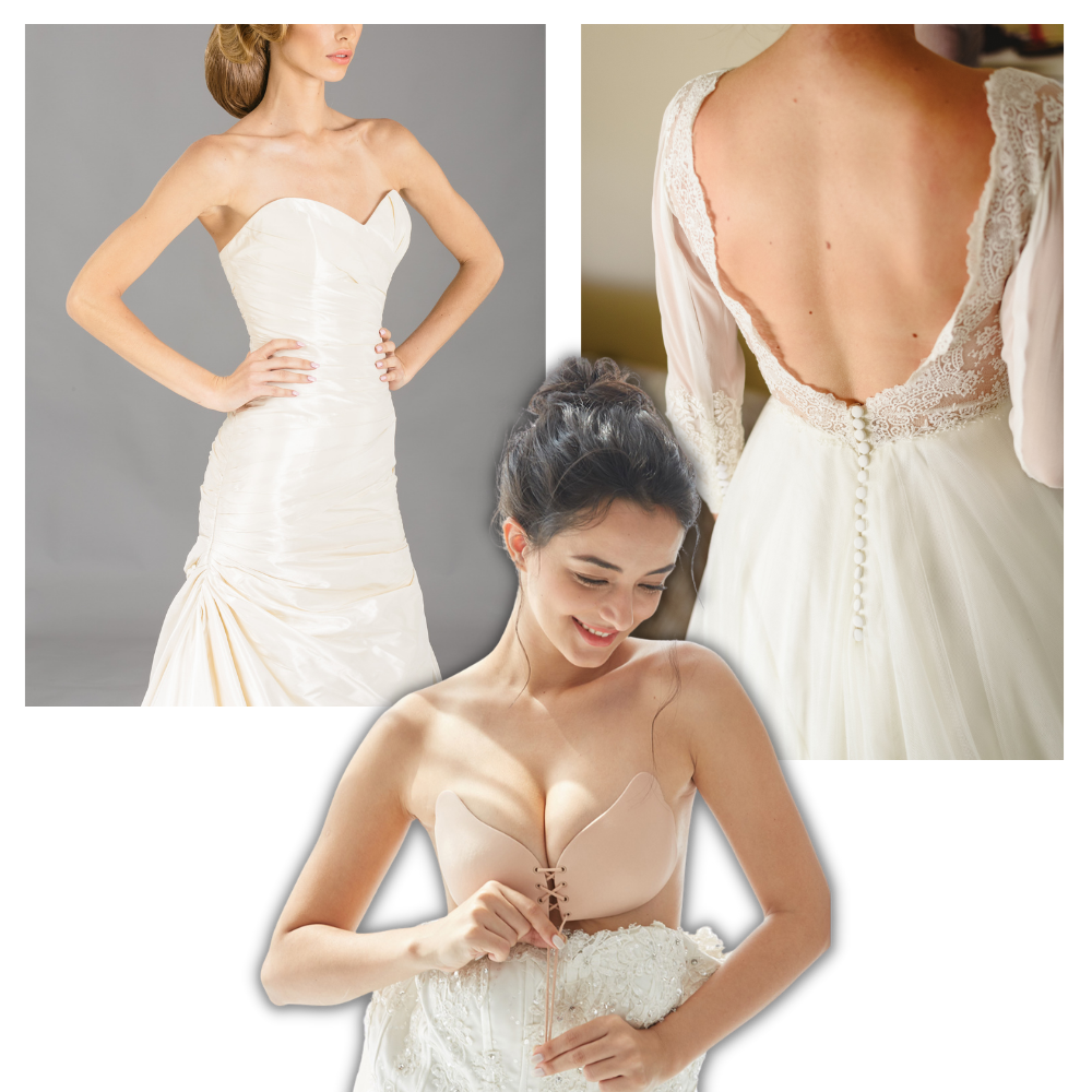 Soutien-gorge invisível sem alças da Karcher, push-up, ideal para roupas sem alças, branco, com acabamento discreto.