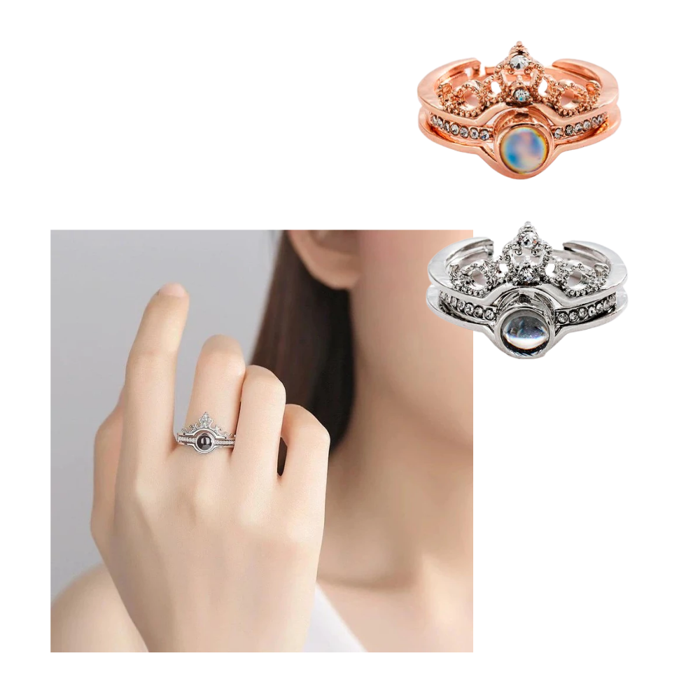 Anel elegante da coleção Belle Bague "Je t'aime" em 100 línguas da marca Relanfenk, com design delicado e detalhes sofisticados.