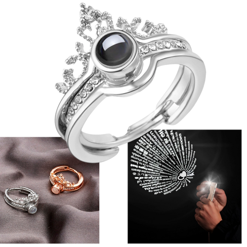 Anel da coleção Belle Bague "Je t'aime" em 100 línguas da marca Relanfenk, com acabamento brilhante e design elegante.