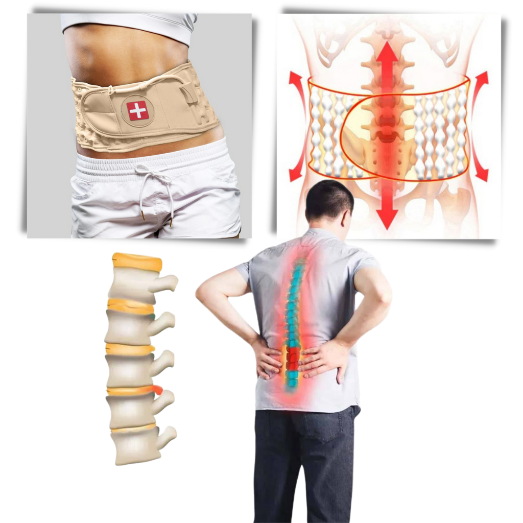 Cinta de suporte lombar inflável para alívio de dores nas costas, marca Hisevxus, com design de decompression.