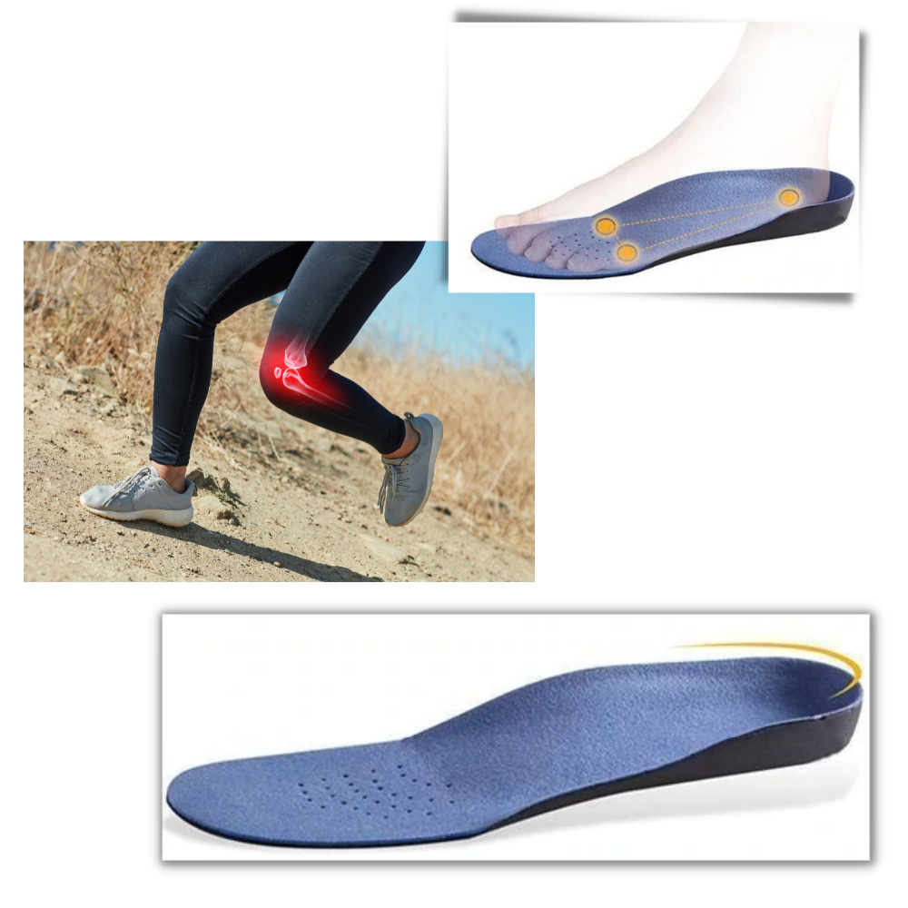 Palmilhas ortopédicas corretoras de postura Spring Time para cuidado dos pés, com design plano para equilíbrio e suporte.