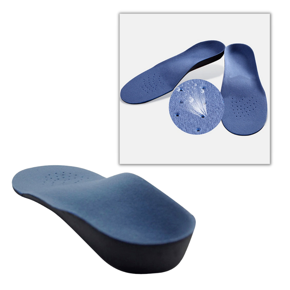 Solas ortopédicas corretoras de postura Spring Time para cuidado dos pés, com design plano e suporte para alinhamento.