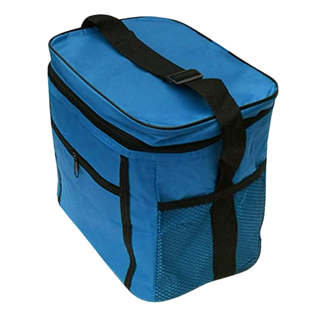 Bolsa térmica Laidan para refeições e bebidas, suporte isolado azul, ideal para manter alimentos e bebidas frescos.