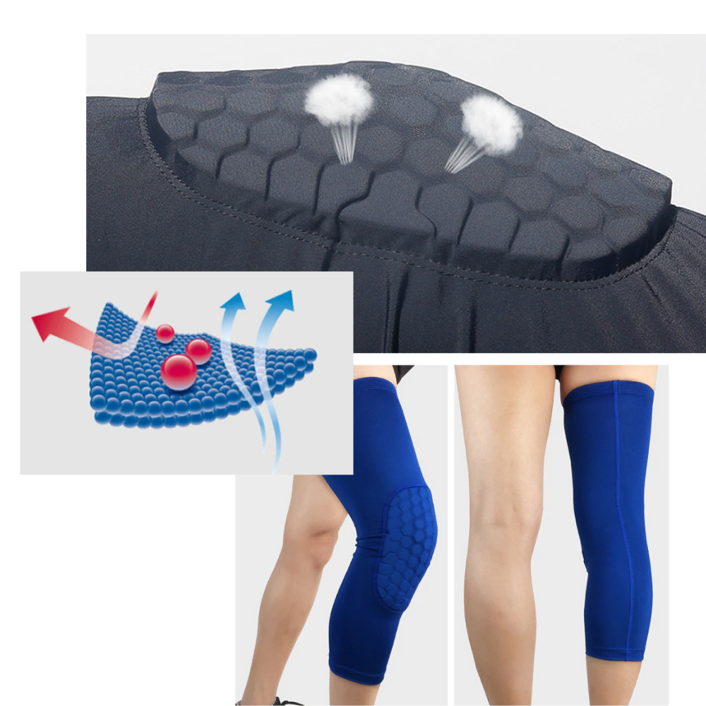 Joelheira anti-colisão Vbiger, material esportivo respirável, com proteção para joelhos em imagem.