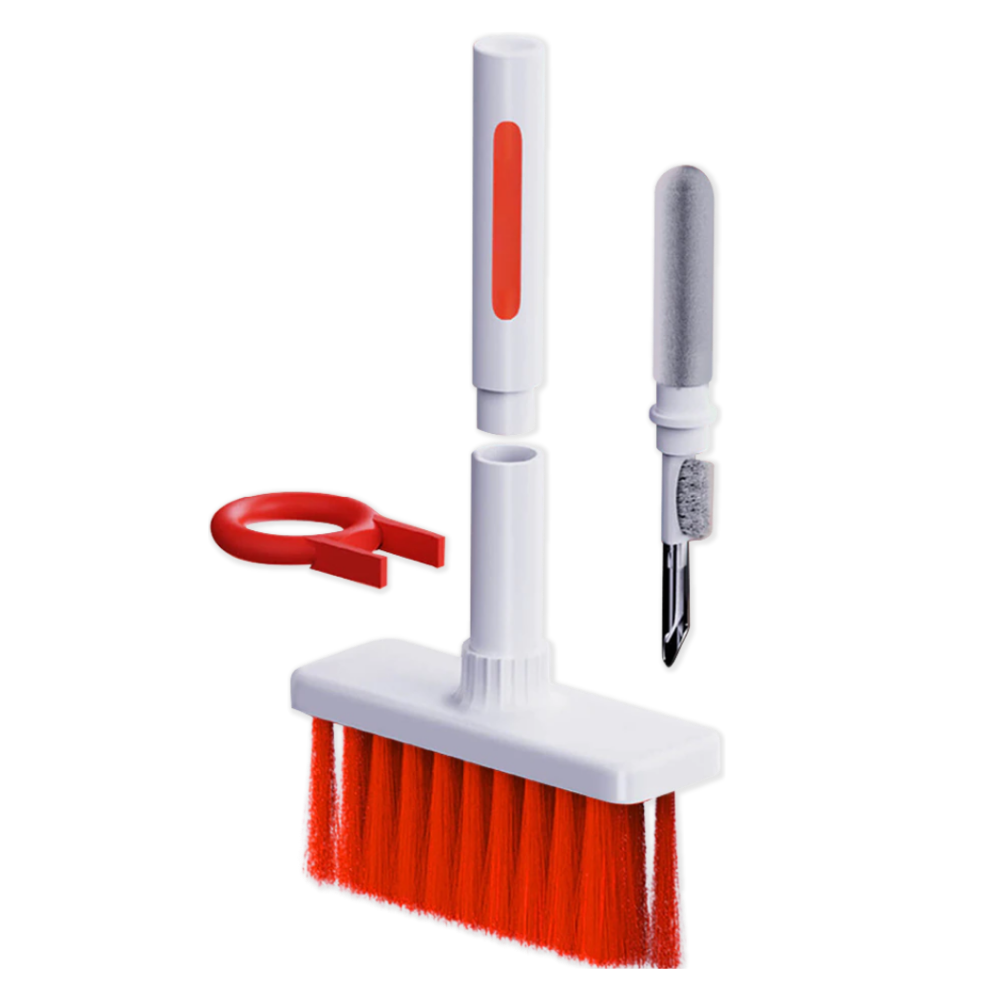 Acessórios para computadores Celectigo, kit 5 em 1 para limpeza de teclados e fones de ouvido, com escova e spray.