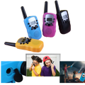 Par de brinquedos walkie-talkies para crianças Retevis, com design colorido e botões para comunicação fácil e divertida.