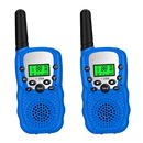 Par de walkie-talkies para crianças da marca Retevis, brinquedos azuis com botões e antenas, ideal para brincadeiras ao ar livre.