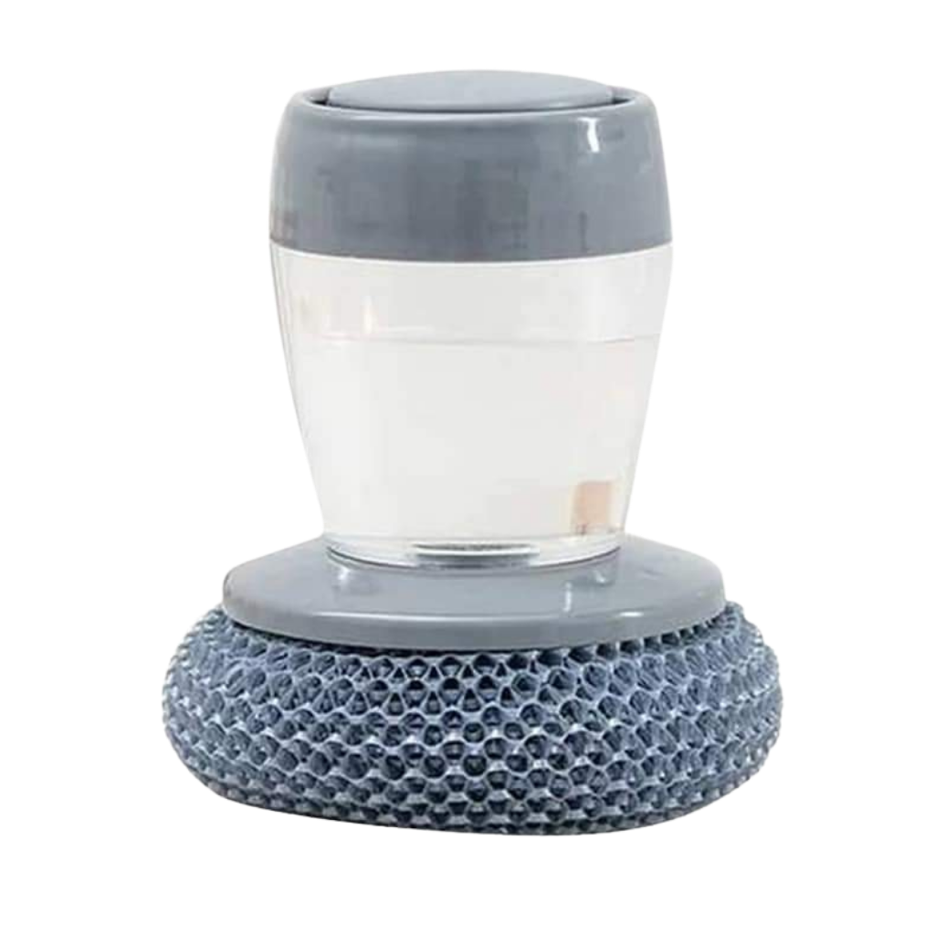 Escova de mão distribuidora de sabonete azul da marca Figures, para dispenser de sabão e loção na cozinha.