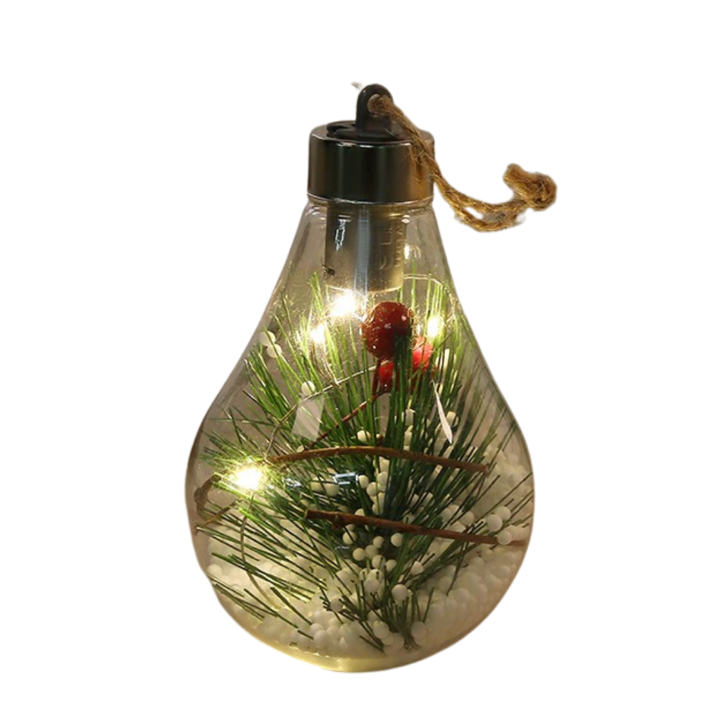 Bola de Natal transparente com LED da Wrea, decoração natalina com luzes LED para enfeites de Natal e temporada.