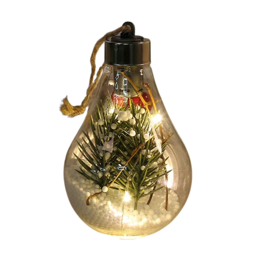 Bola de Natal transparente com LED da Wrea, decoração natalina com luzes de LED para enfeites de Natal e festas sazonais