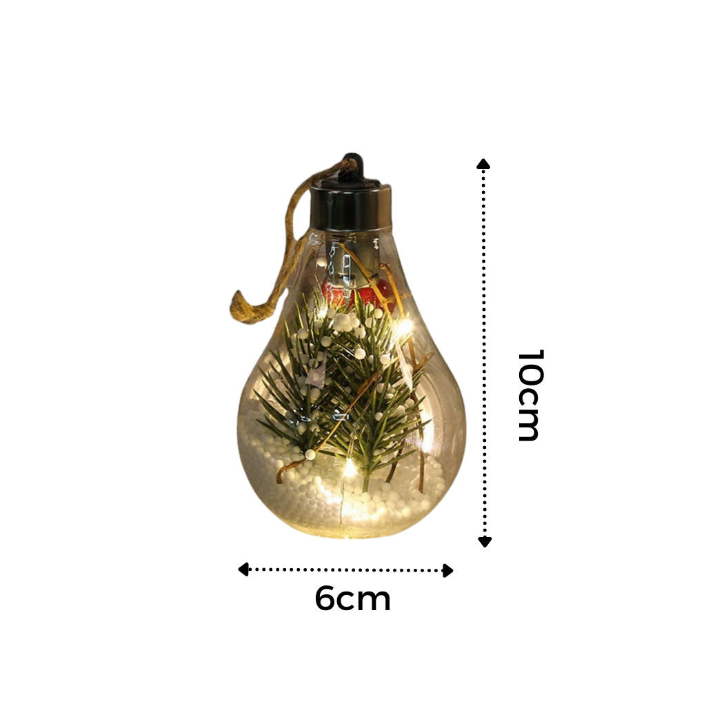 Bola de Natal transparente com LED da Wrea, decoração natalina com luzes LED para enfeites de Natal e temporada.