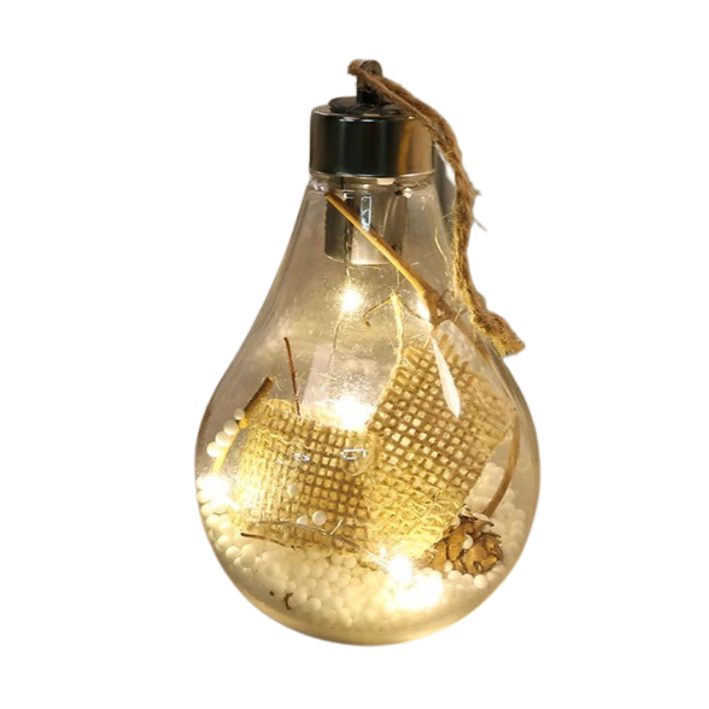 Bola de Natal transparente com LED da Wrea, decoração natalina com luzes brilhantes para árvore de Natal.