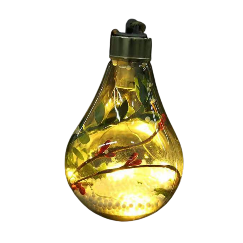 Bola de Natal transparente com LED da Wrea, decoração natalina com luzes LED brilhantes para enfeite de árvore de Natal