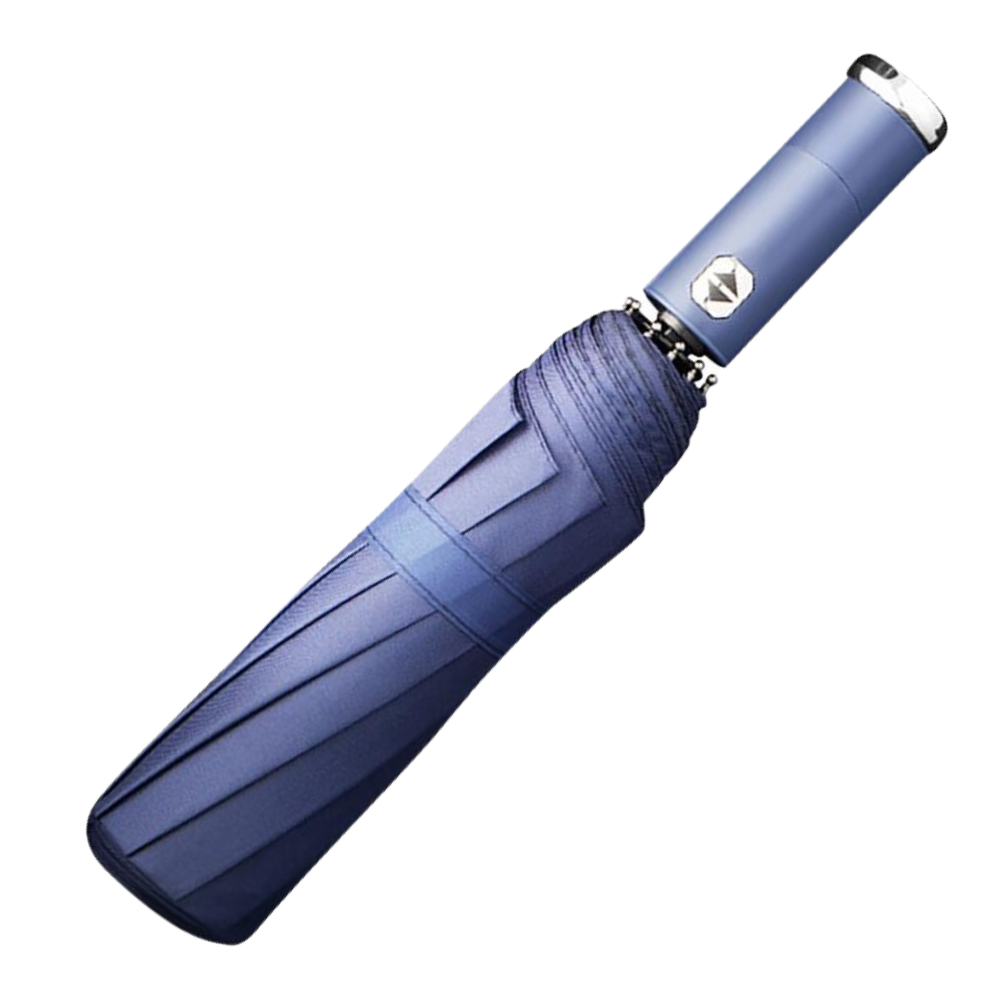 Guarda-chuva LED azul resistente ao vento para chuva e sol, com iluminação integrada, da marca Cn.