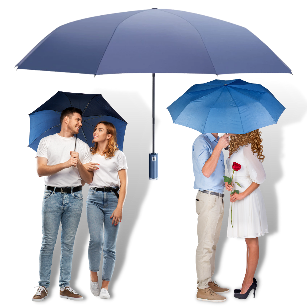 Guarda-chuva com LED resistente ao vento da marca Cn, ideal para chuva e sol, com estrutura robusta e iluminação integrada.