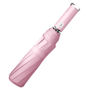 Guarda-chuva LED rosa resistente ao vento, ideal para chuva e sol, com iluminação integrada, marca Cn, em imagem colorida.
