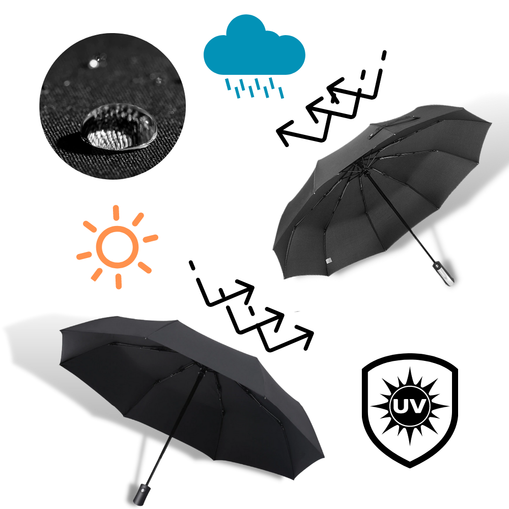 Guarda-chuva com LED resistente ao vento, ideal para chuva e sol, marca Cn, com estrutura durável e iluminação integrada.