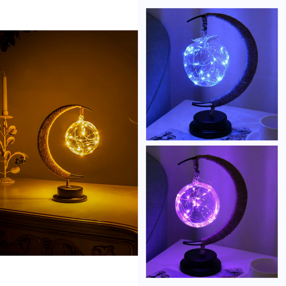 Luminária de noite "Lune" da Relax Dream, lâmpada LED de ambiente com design de lua encantada, iluminando suavemente o espaço.