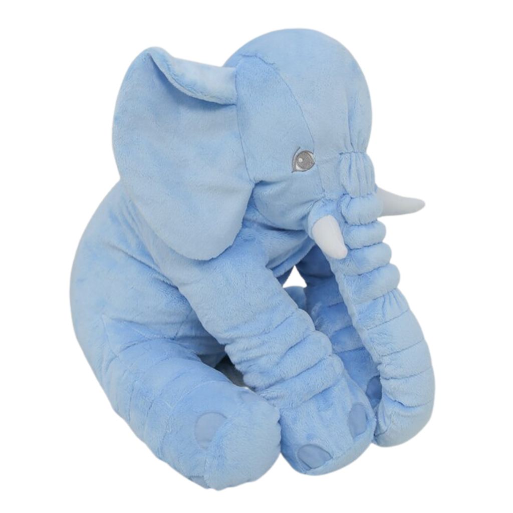 Elefante de pelúcia grande da Topmall, brinquedo macio e fofo, ideal para crianças, na cor azul.