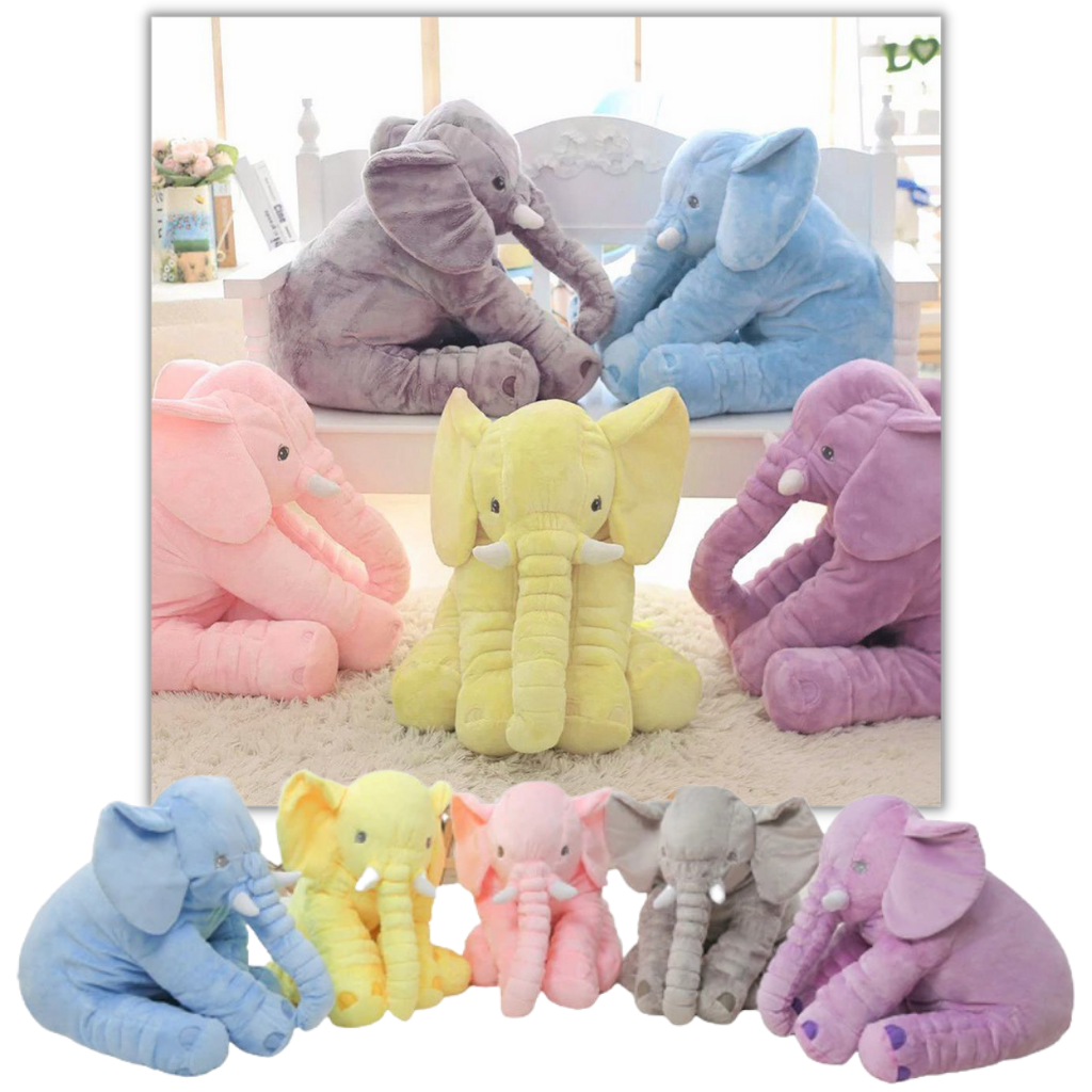 Elefante de pelúcia grande da Topmall, fofo e colorido, ideal como travesseiro ou brinquedo macio para crianças.