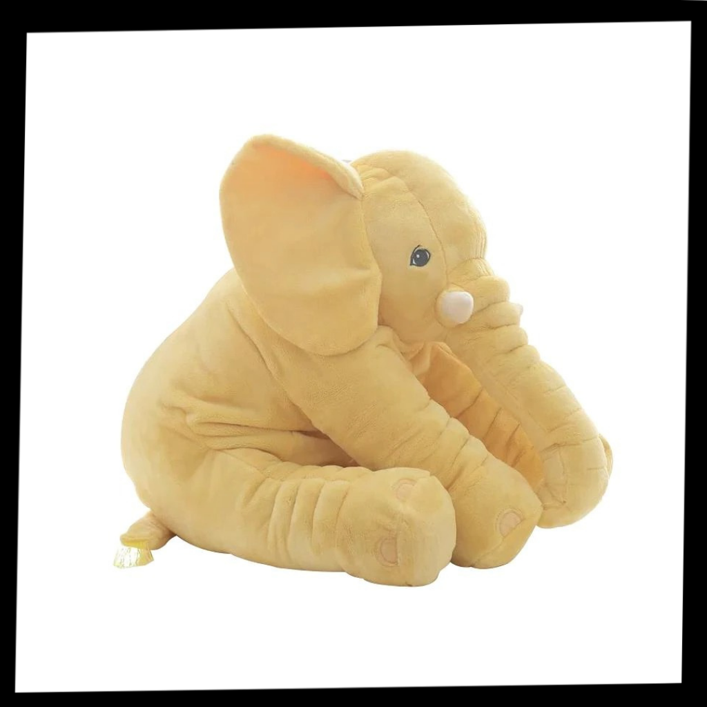 Elefante grande de pelúcia da Topmall, macio e fofo, ideal como travesseiro ou brinquedo decorativo para crianças.