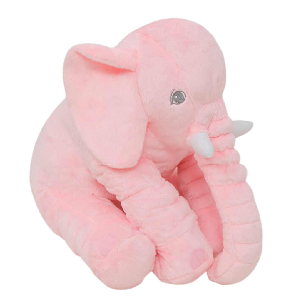 Elefante de pelúcia grande da Topmall, pelúcia macia e rosa, ideal como brinquedo ou decoração para quartos infantis.