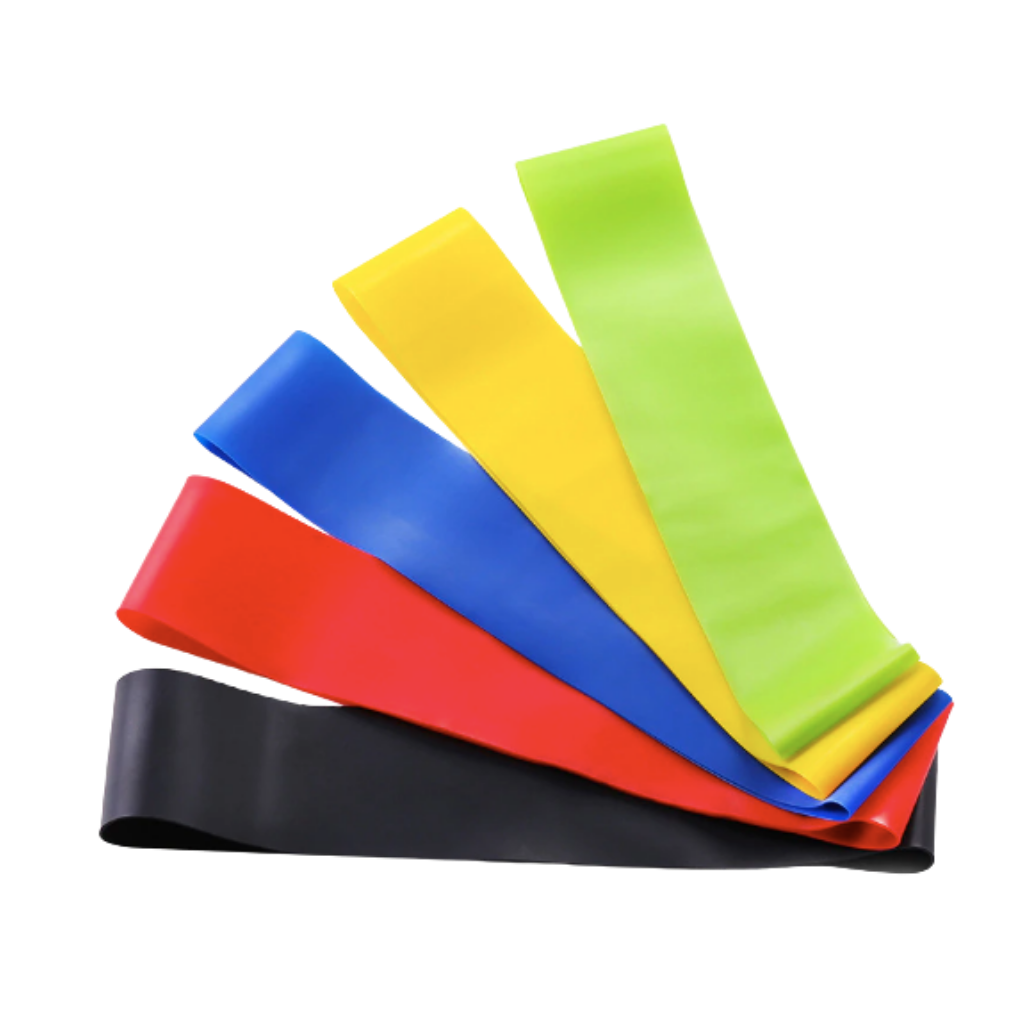 Faixa de resistência em látex da Qsports, banda de exercício fina e resistente para treinos de força e flexibilidade.