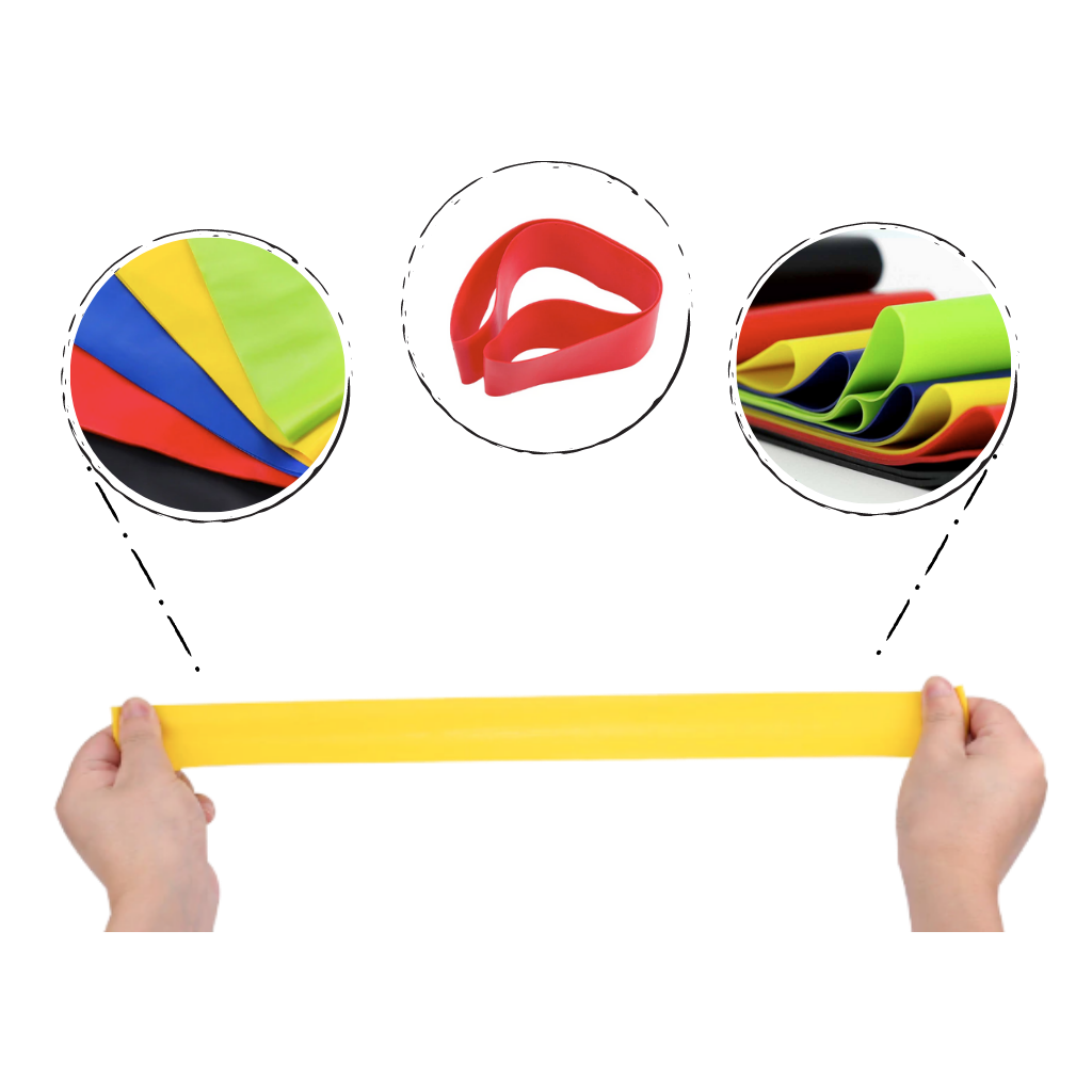 Faixa de resistência em látex Qsports para exercícios, resistente e flexível, ideal para treinos de força e alongamento.