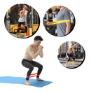 Faixa de resistência em látex da Qsports para exercícios, fina e fácil de usar, ideal para treinos de força e flexibilidade.