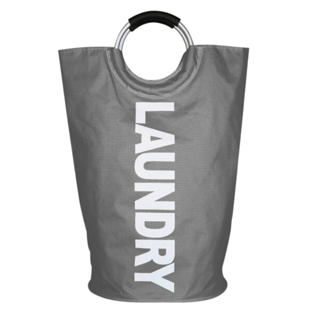 Cesto de roupa dobrável com alças em cinza escuro da Dokehom, ideal para organização de roupas na lavanderia