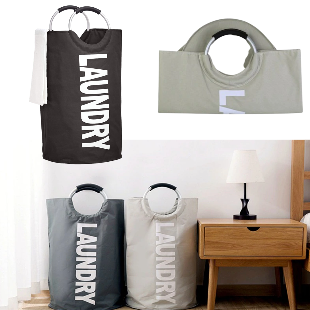 Cesto de roupa dobrável com alças da marca Dokehom, ideal para produtos de lavanderia, com design compacto e prático.