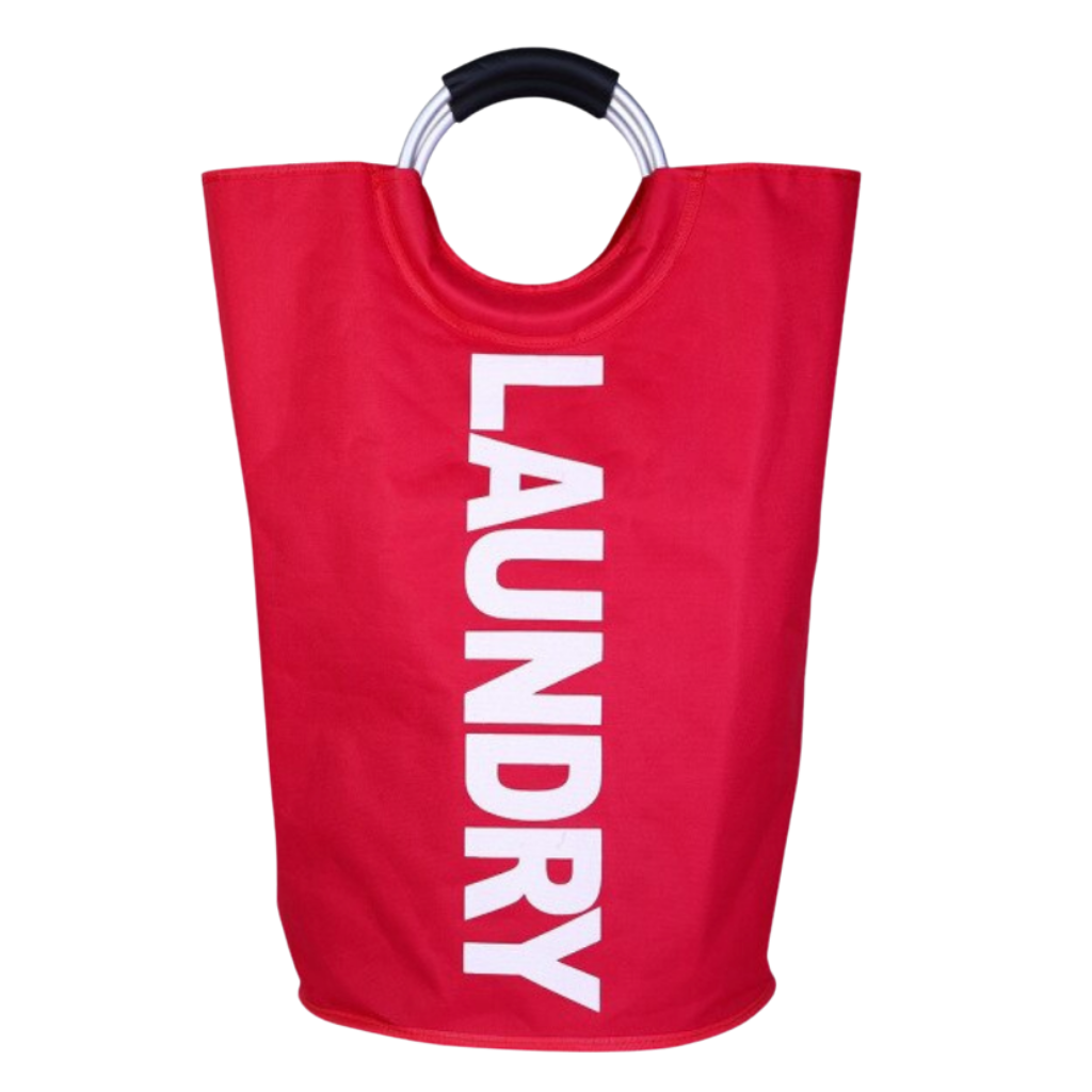 Cesto de roupa suja dobrável com alças da marca Dokehom, em cor vermelha, ideal para armazenamento de roupas.