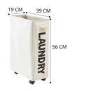 Cesto de roupa portátil com rodízios da Tradecan, produto de lavanderia com estrutura leve e rodas para fácil transporte.