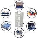 Cesto de roupa suja dobrável com alças grande capacidade, produto de lavanderia da marca Dokehom, visível em imagem.