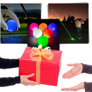 Seis bolas de golfe LED luminárias da marca Yotijar, com superfície branca e detalhes brilhantes, ideal para jogos noturnos.