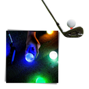 Seis bolas de golfe LED Yotijar com luz brilhante, destacando detalhes das bolas luminosas para jogo noturno.