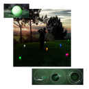 Seis bolas de golfe luminosas com LEDs da marca Yotijar, exibindo detalhes do material e iluminação em fundo branco