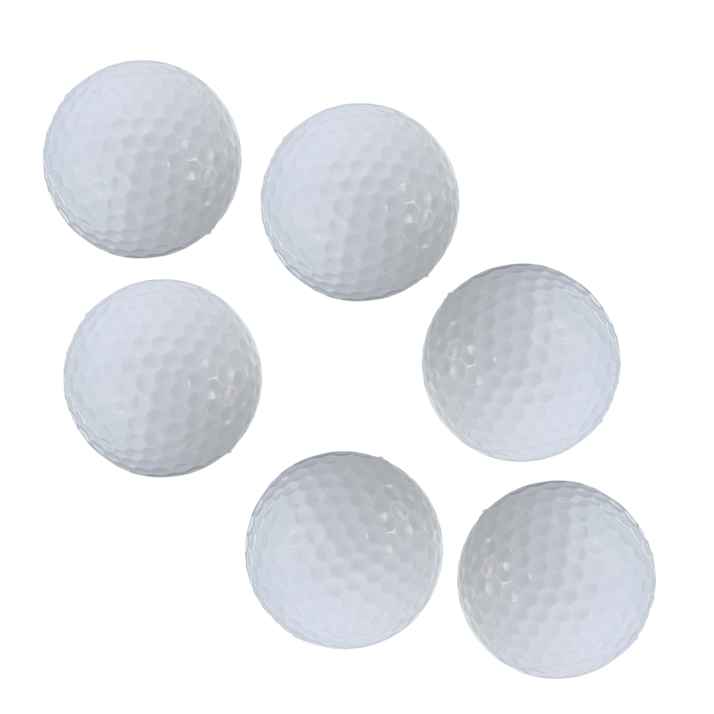 Seis bolas de golfe luminosas LED brancas da marca Yotijar, visíveis na imagem, destacando o design e a iluminação.