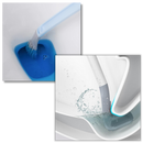 Escova de vaso com cabo longo e base de parede durável da Biosa, ideal para limpeza do banheiro.