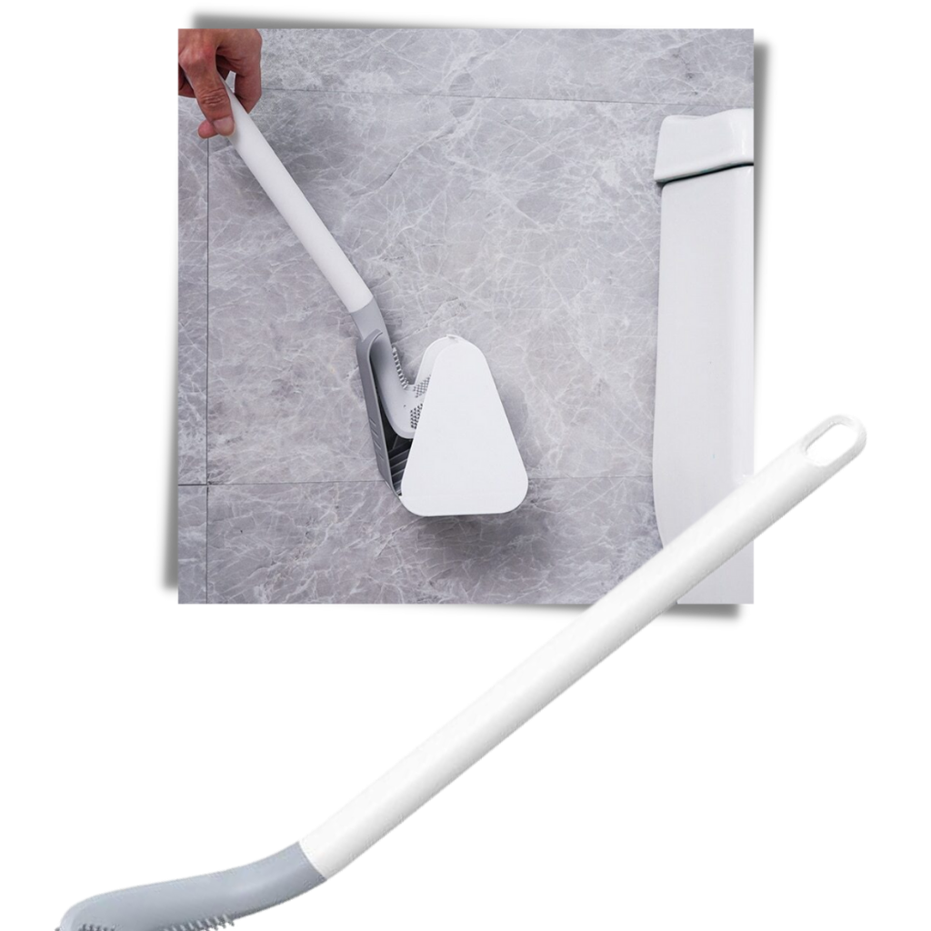 Escova de vaso sanitário Biosa com cabo longo e base de parede, ideal para limpeza eficiente do banheiro.