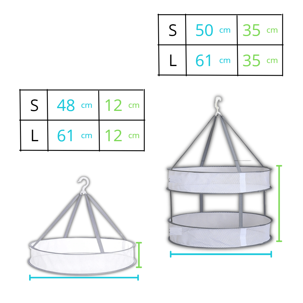 Varal suspenso de malha Jooan para roupas, ideal para organização e secagem eficiente de roupas em espaço compacto.