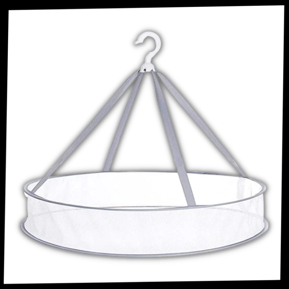 Varal suspenso de malha Jooan para roupas, ideal para armazenamento e organização de roupas com design prático e durável.