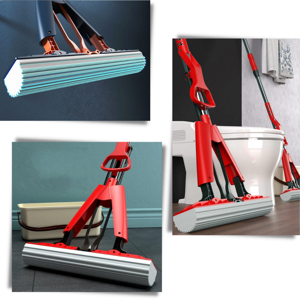 Mop Mimo Tech com sistema de centrifugação fácil para limpeza doméstica eficiente e sem esforço.