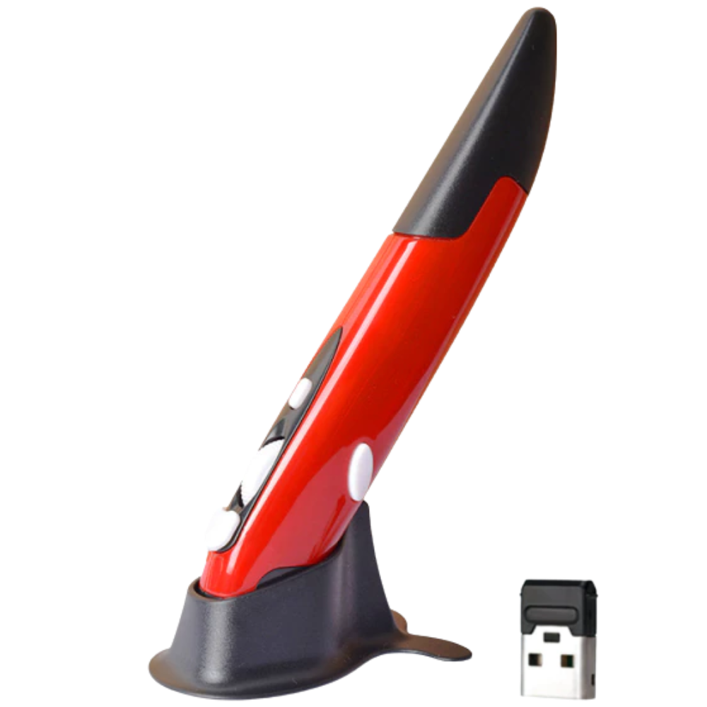 Mouse sem fio em forma de caneta da Kzkr, acessório para computador, na cor vermelha, com design elegante e compacto