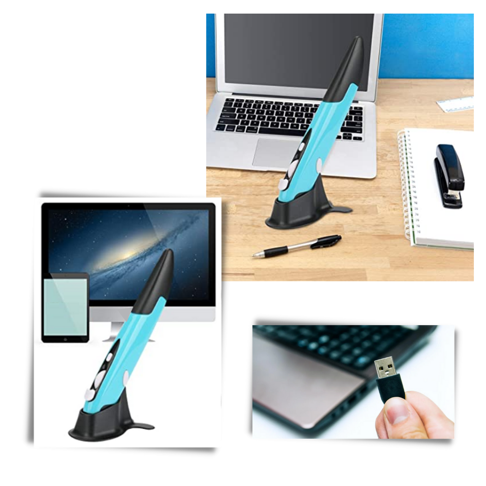 Mouse sem fio em formato de caneta da Kzkr, acessório para computador, com design elegante e compacto para uso confortável