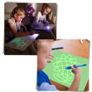 Conjunto de planche de desenho com tinta mágica Jetpapa, estimulando criatividade em jogos e brinquedos para crianças.