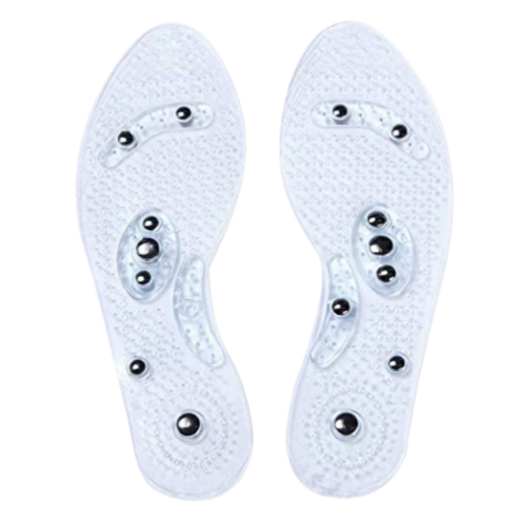 Solas de massagem magnéticas para pés, marca Aetomce, oferecendo relaxamento e cuidado para o conforto dos pés.
