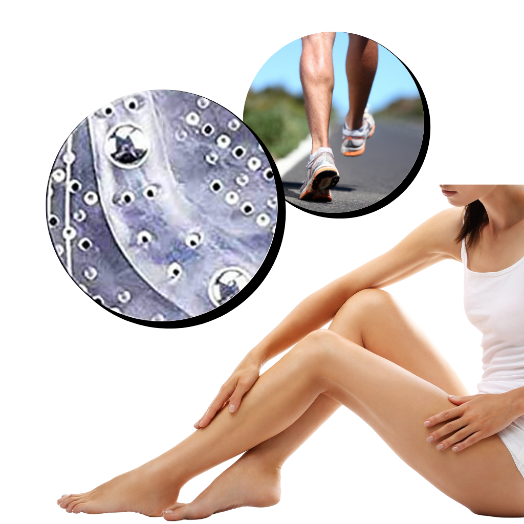 Palmilhas de massagem magnéticas para cuidado dos pés, proporcionando conforto durante o dia, da marca Aetomce.