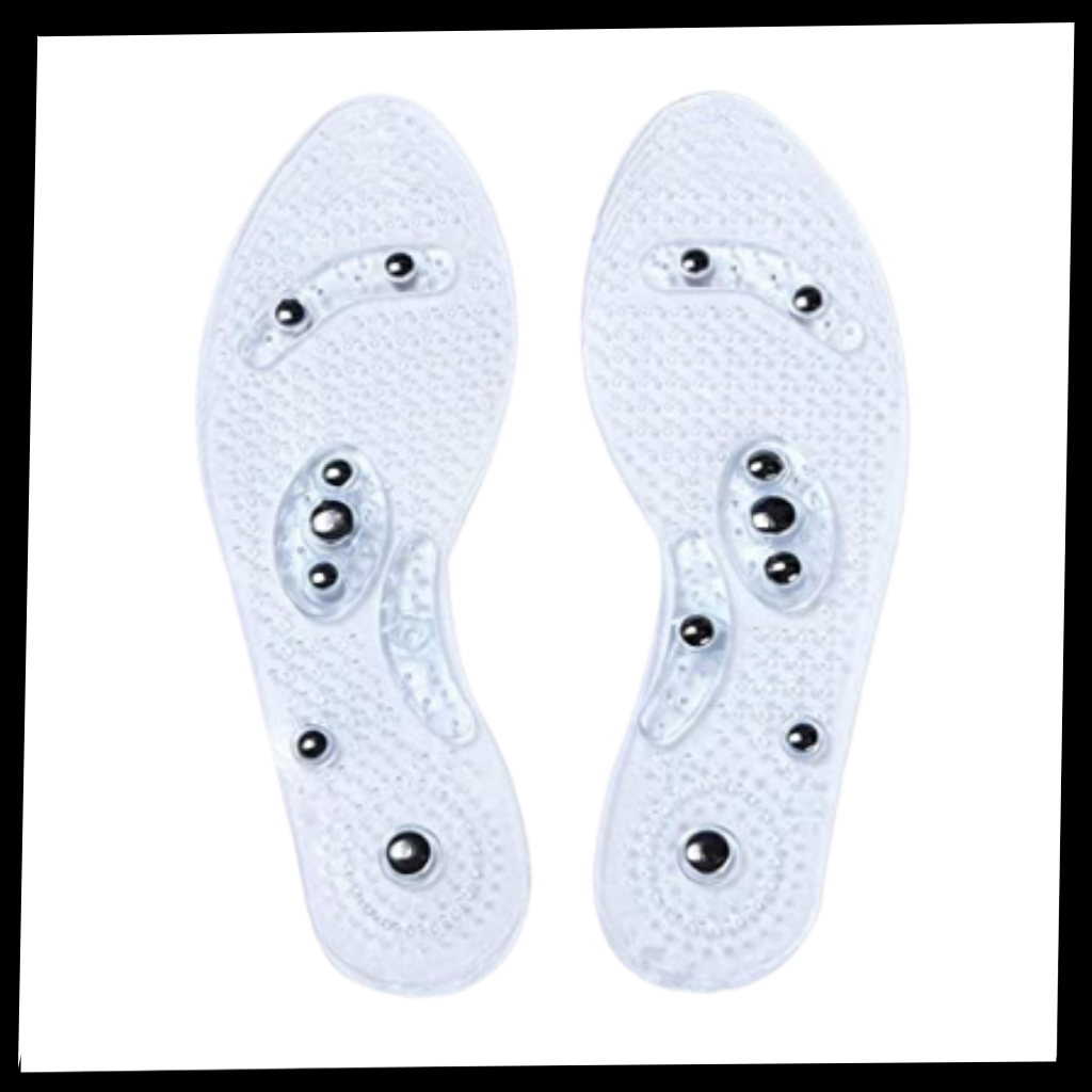 Palmilhas de massagem magnéticas Aetomce para cuidado dos pés, com design para aliviar a tensão e melhorar a circulação.