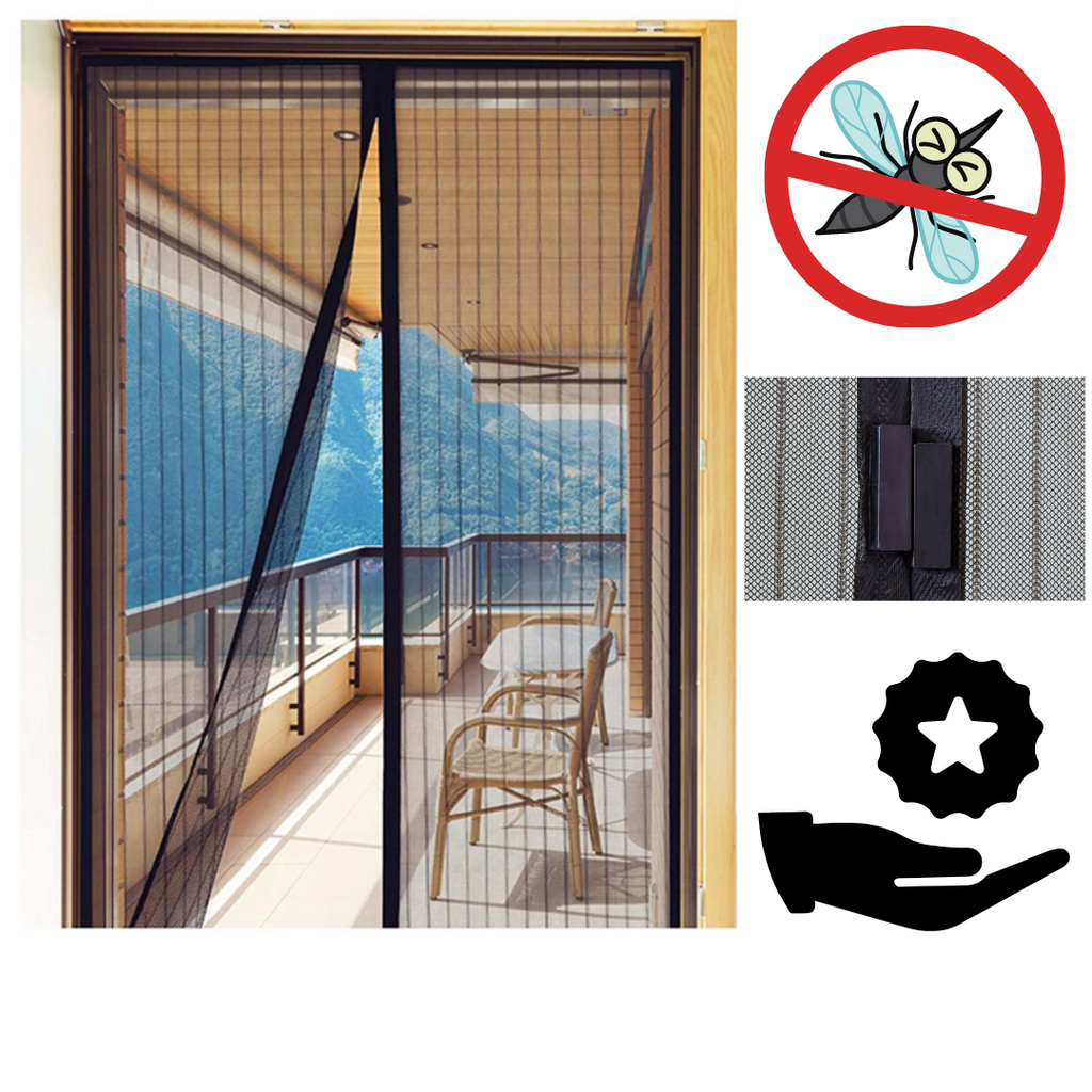 Rede mosquiteira magnética para portas, ideal para camping e trilhas, marca Dsermall, ecológica e econômica.